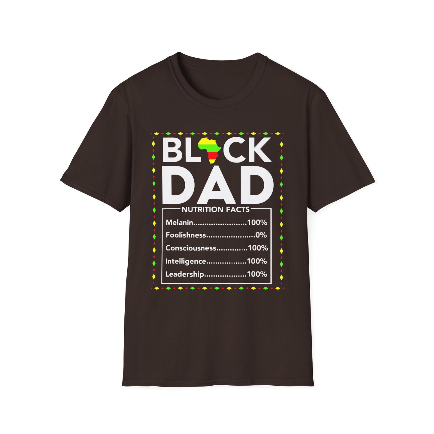 Black Dad Nutrition Facts Unisex T-Shirt | Gift for Father's Day, Black History Month, Dad's Birthday, Casual Wear, Fun Gift
