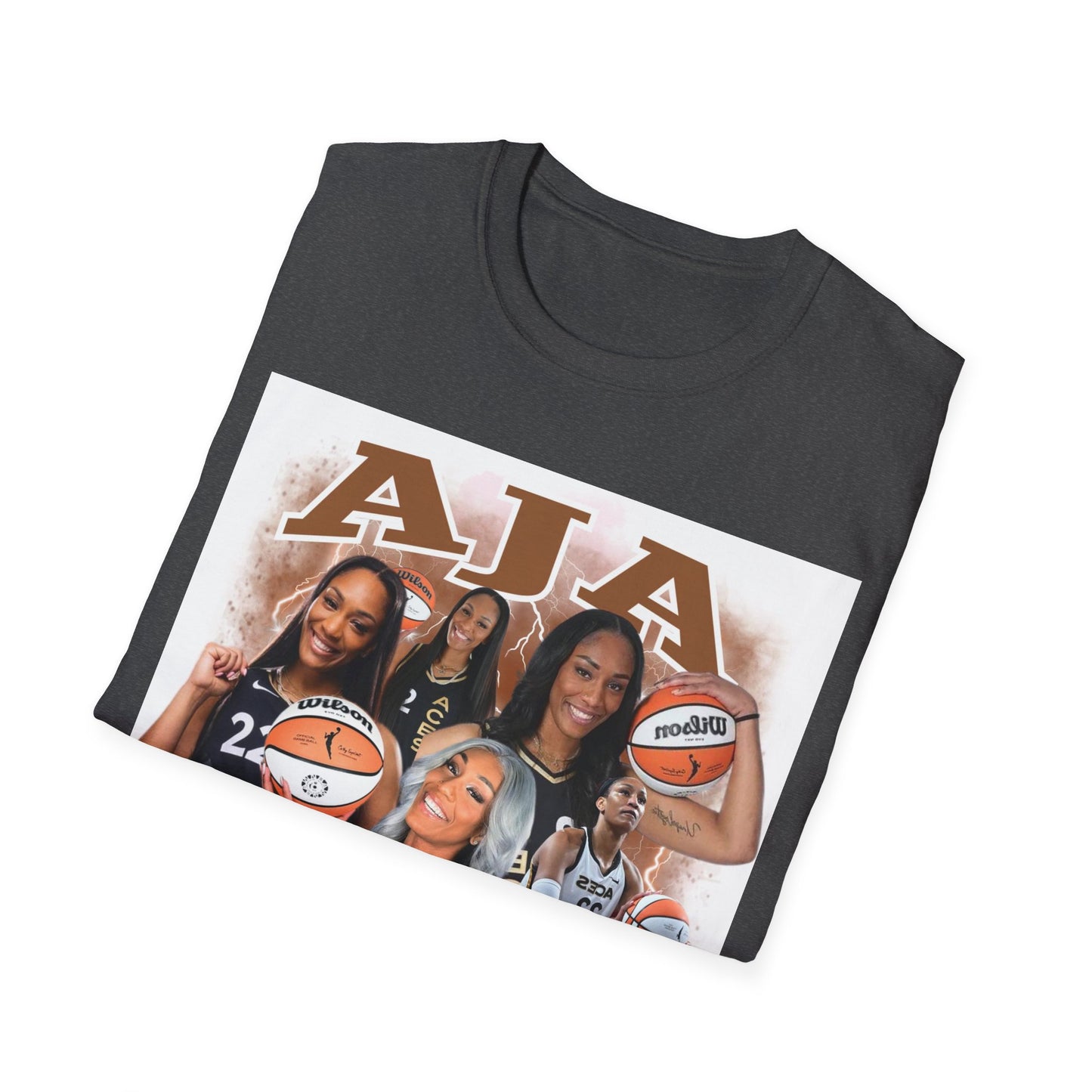 A Wilson basketball collage, white Unisex Softstyle T-Shirt