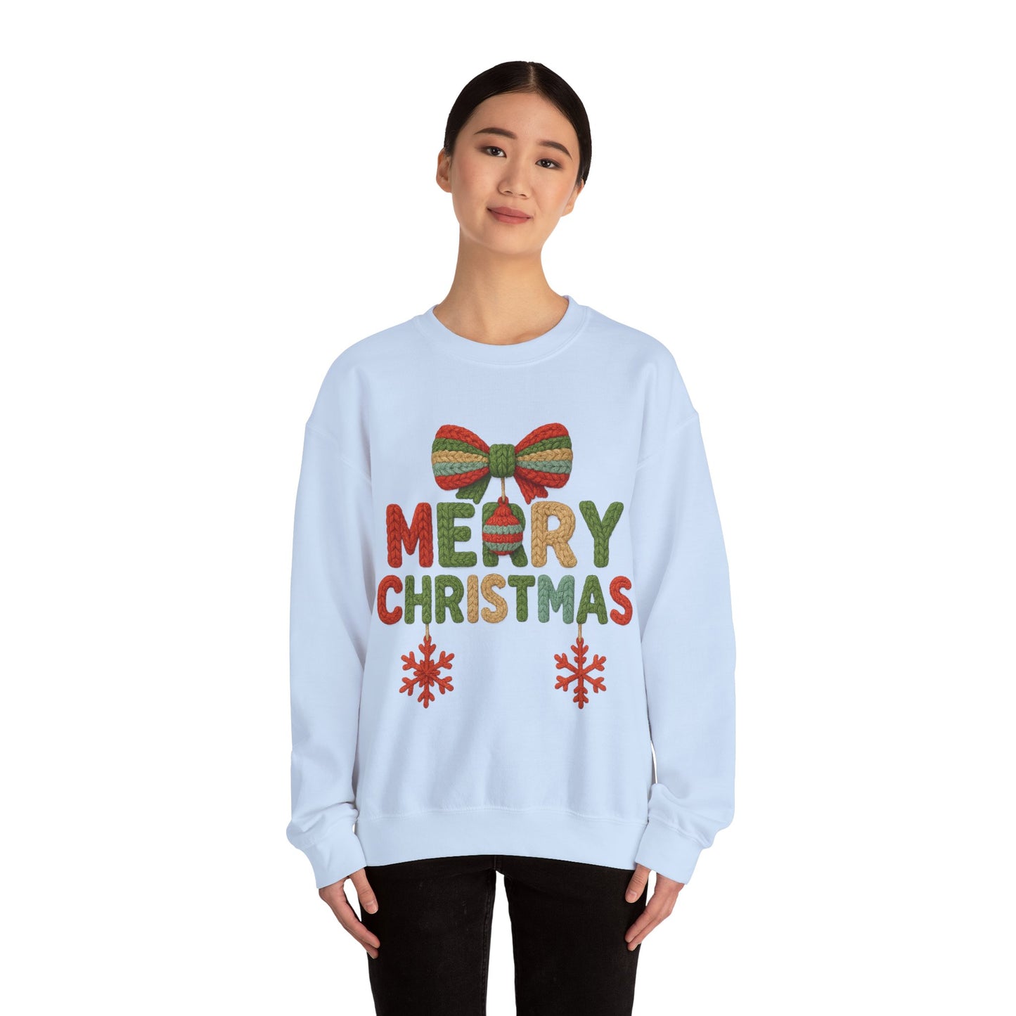 Faux Yarn Merry Christmas Unisex Heavy Blend™ Crewneck Sweatshirt