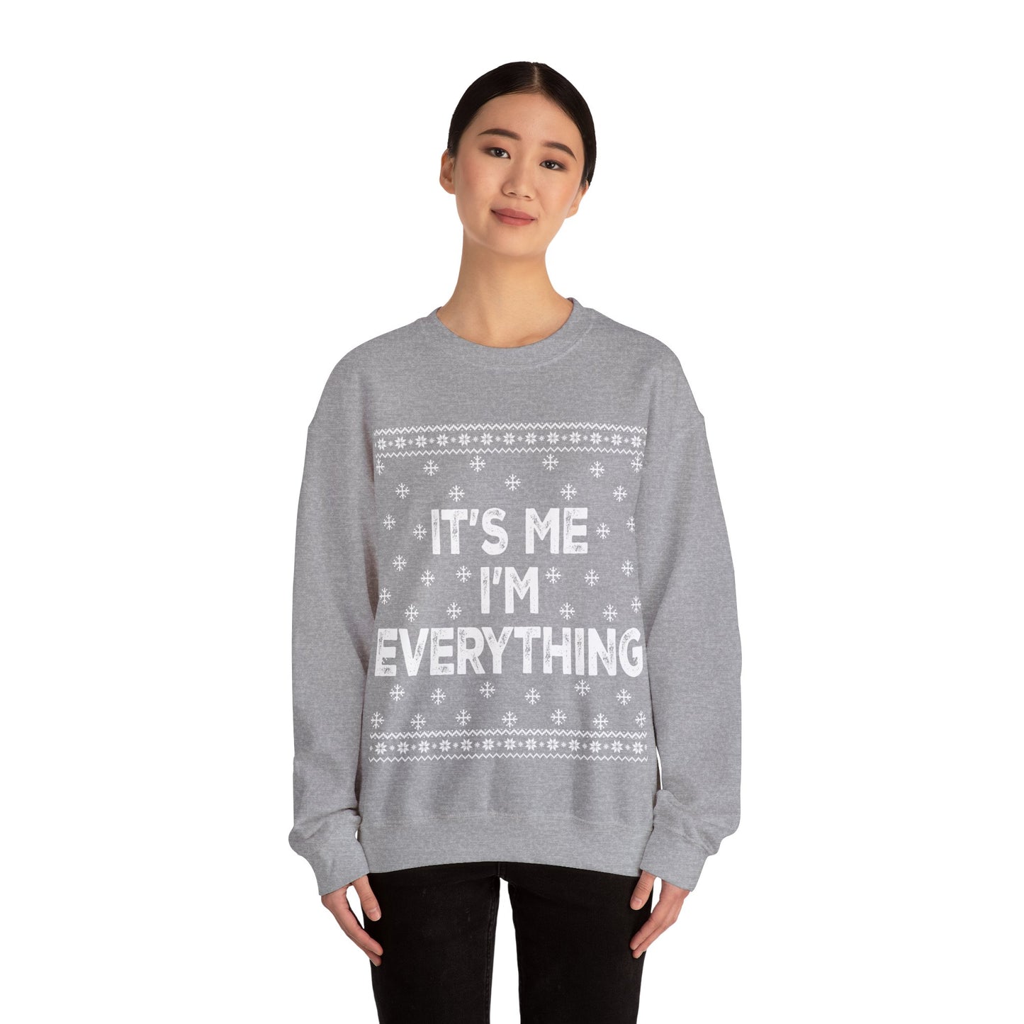 It's me, I'm everything white Unisex Heavy Blend™ Crewneck Sweatshirt