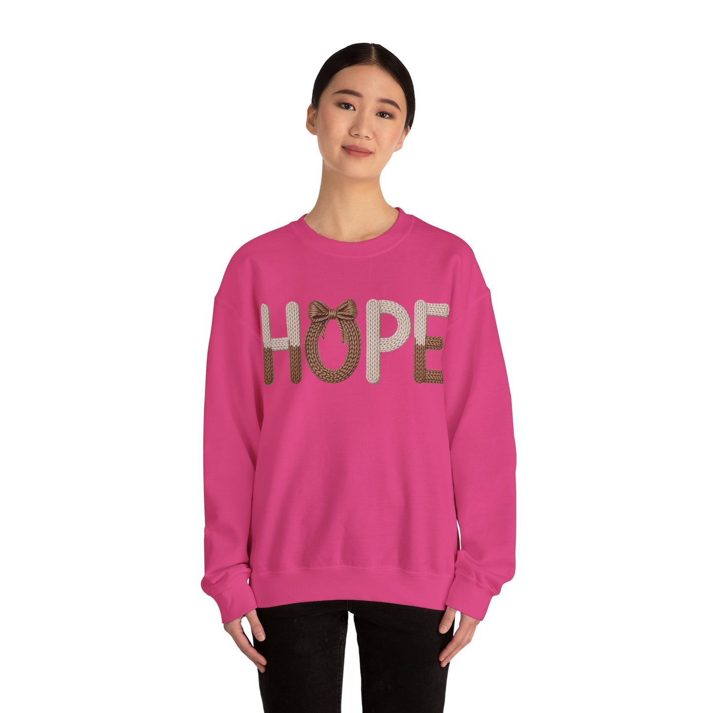 Hope Faux Yarn Unisex Heavy Blend™ Crewneck Sweatshirt