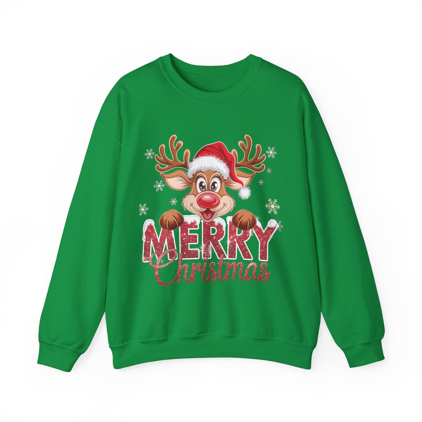 Merry Christmas Reindeer Unisex Heavy Blend™ Crewneck Sweatshirt