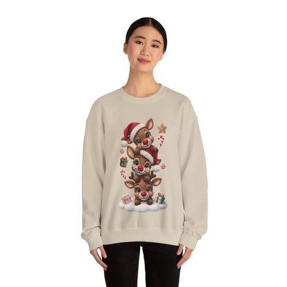 Cute Yarn Reindeer Unisex Heavy Blend™ Crewneck Sweatshirt