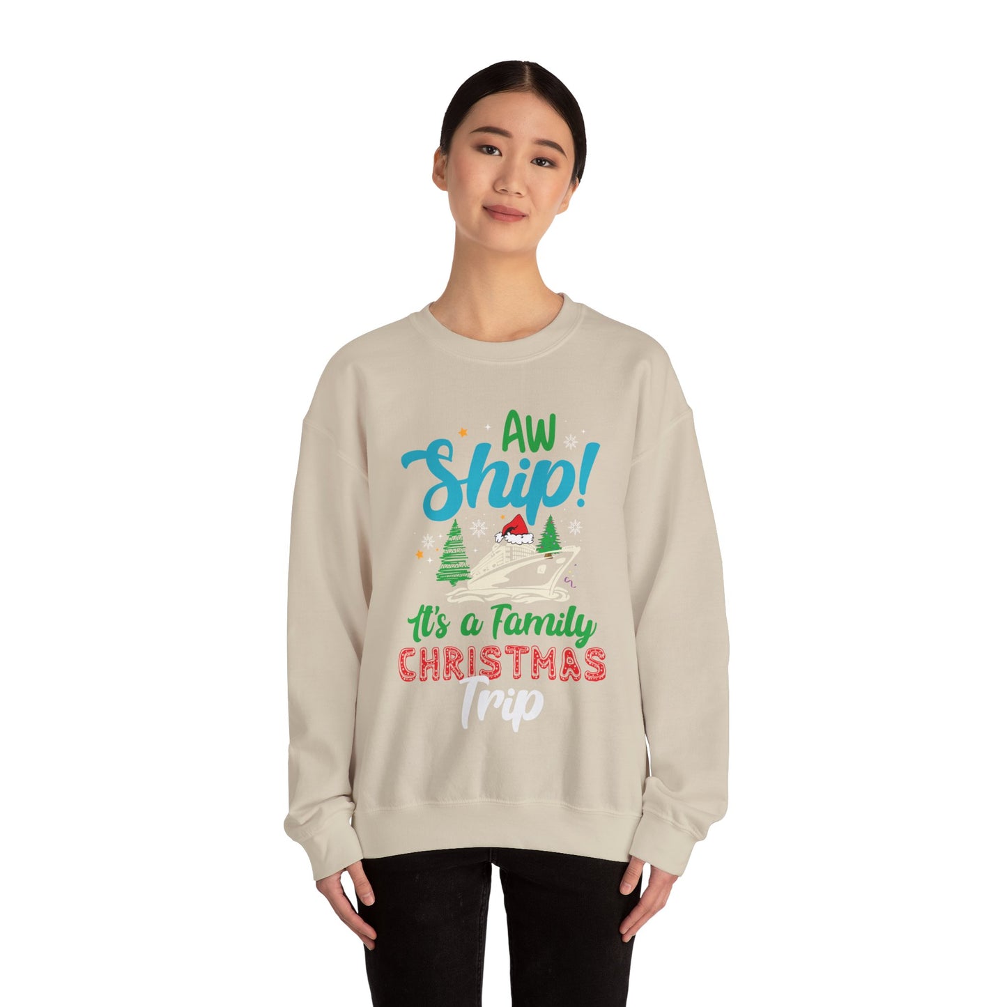 Aw ship its a family Christmas trip Unisex Heavy Blend™ Crewneck Sweatshirt