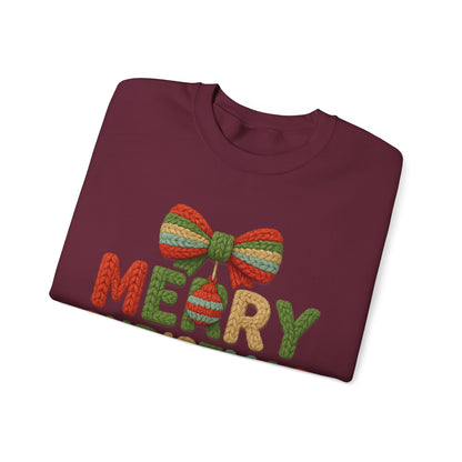 Faux Yarn Merry Christmas Unisex Heavy Blend™ Crewneck Sweatshirt