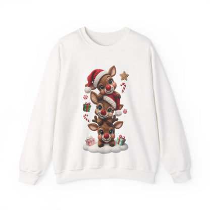 Cute Yarn Reindeer Unisex Heavy Blend™ Crewneck Sweatshirt