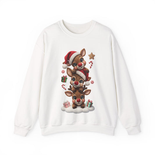 Cute Yarn Reindeer Unisex Heavy Blend™ Crewneck Sweatshirt