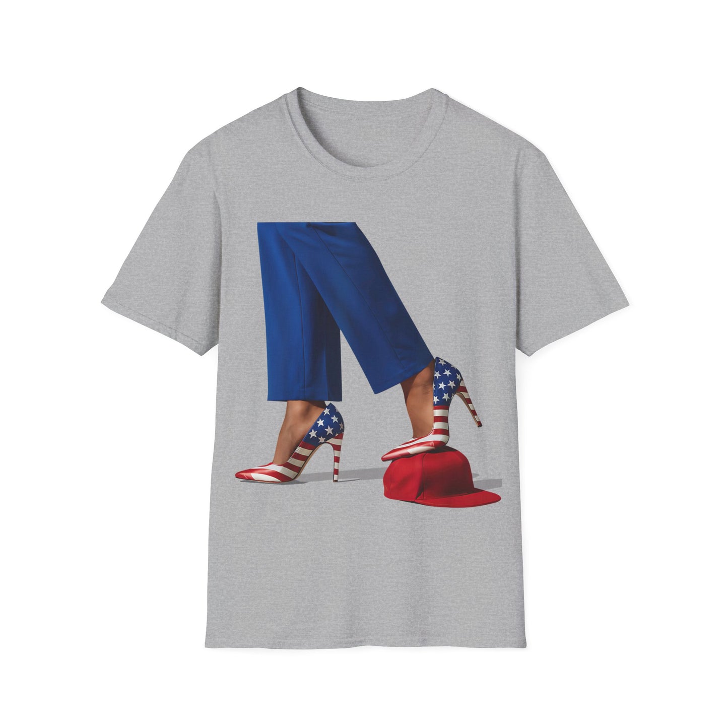 Kamala stepping on hat Unisex Softstyle T-Shirt