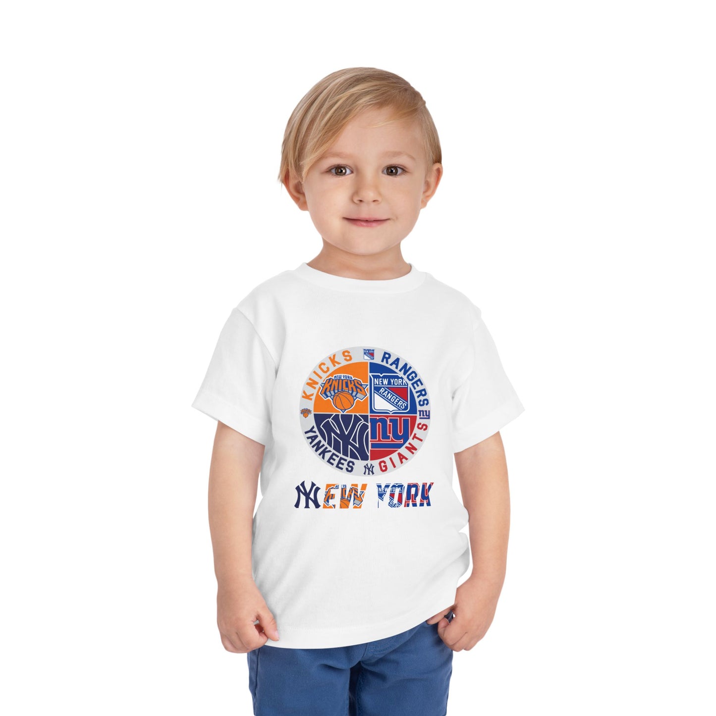 NY Teams nyy nyk nyg nyr Toddler Short Sleeve Tee