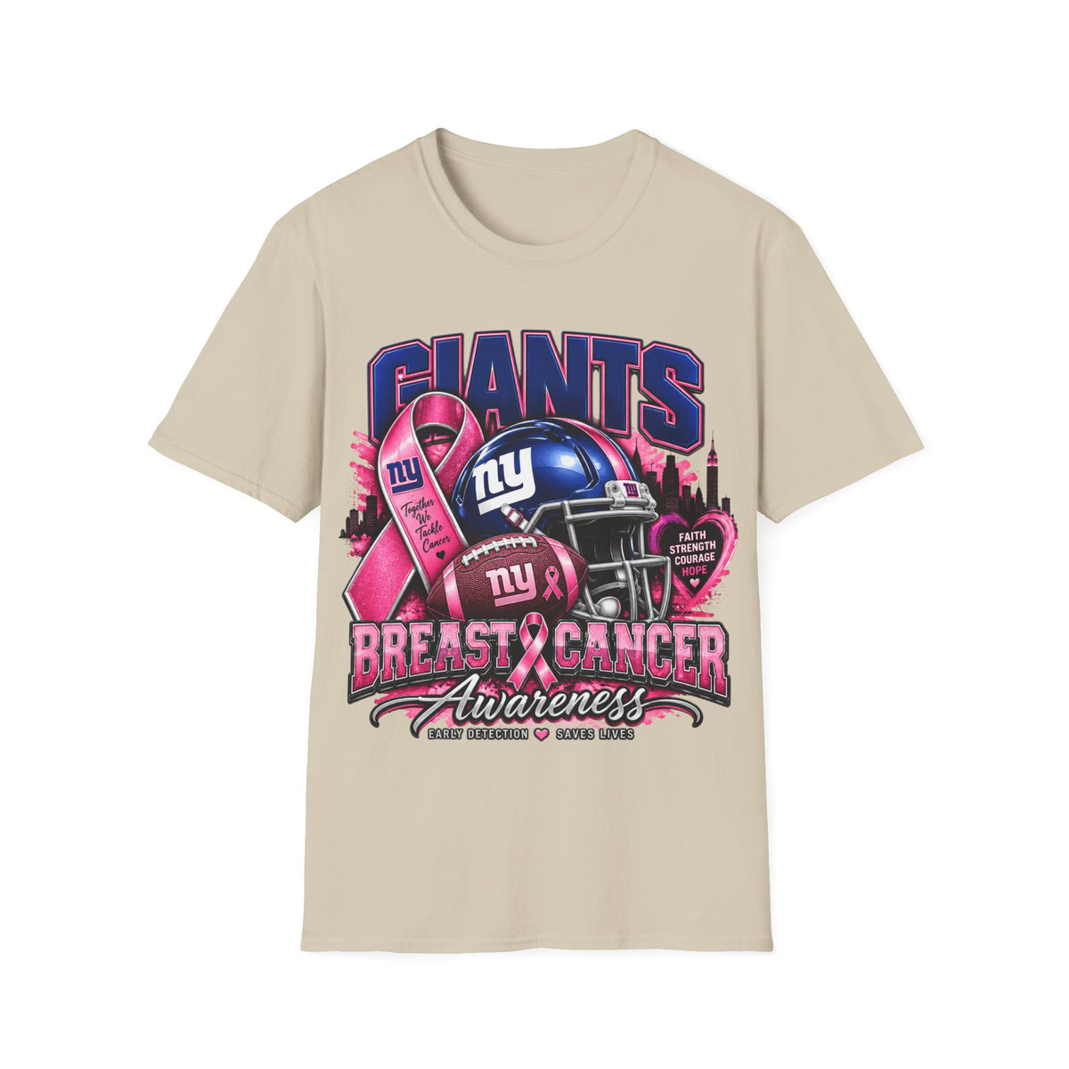 Giants Cancer Awareness Unisex Softstyle T-Shirt