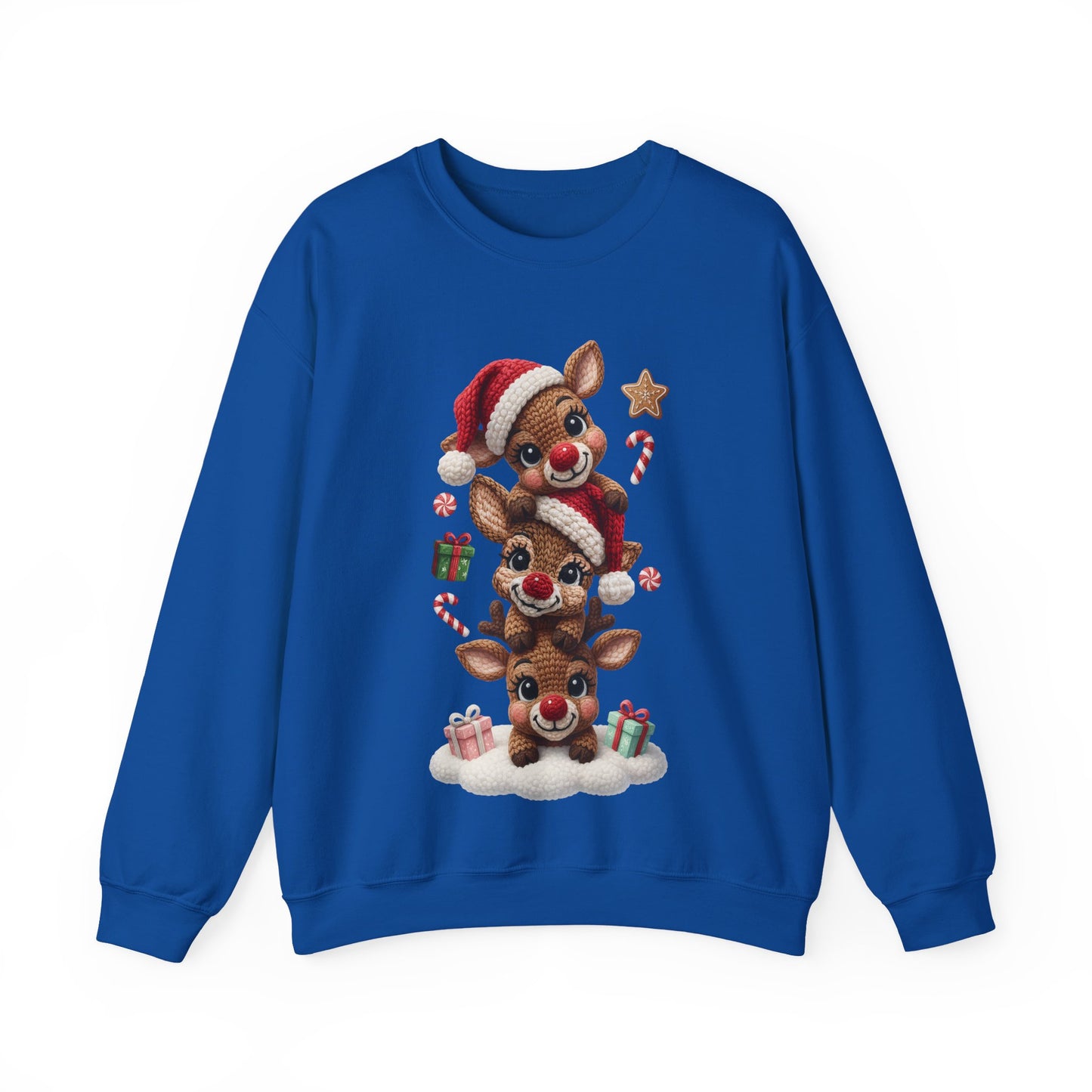 Cute Yarn Reindeer Unisex Heavy Blend™ Crewneck Sweatshirt