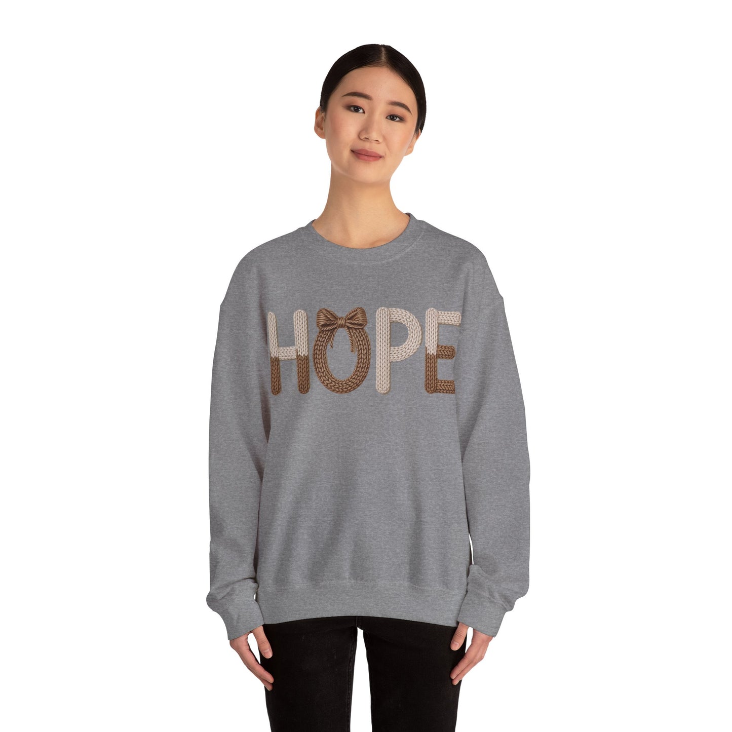 Hope Faux Yarn Unisex Heavy Blend™ Crewneck Sweatshirt