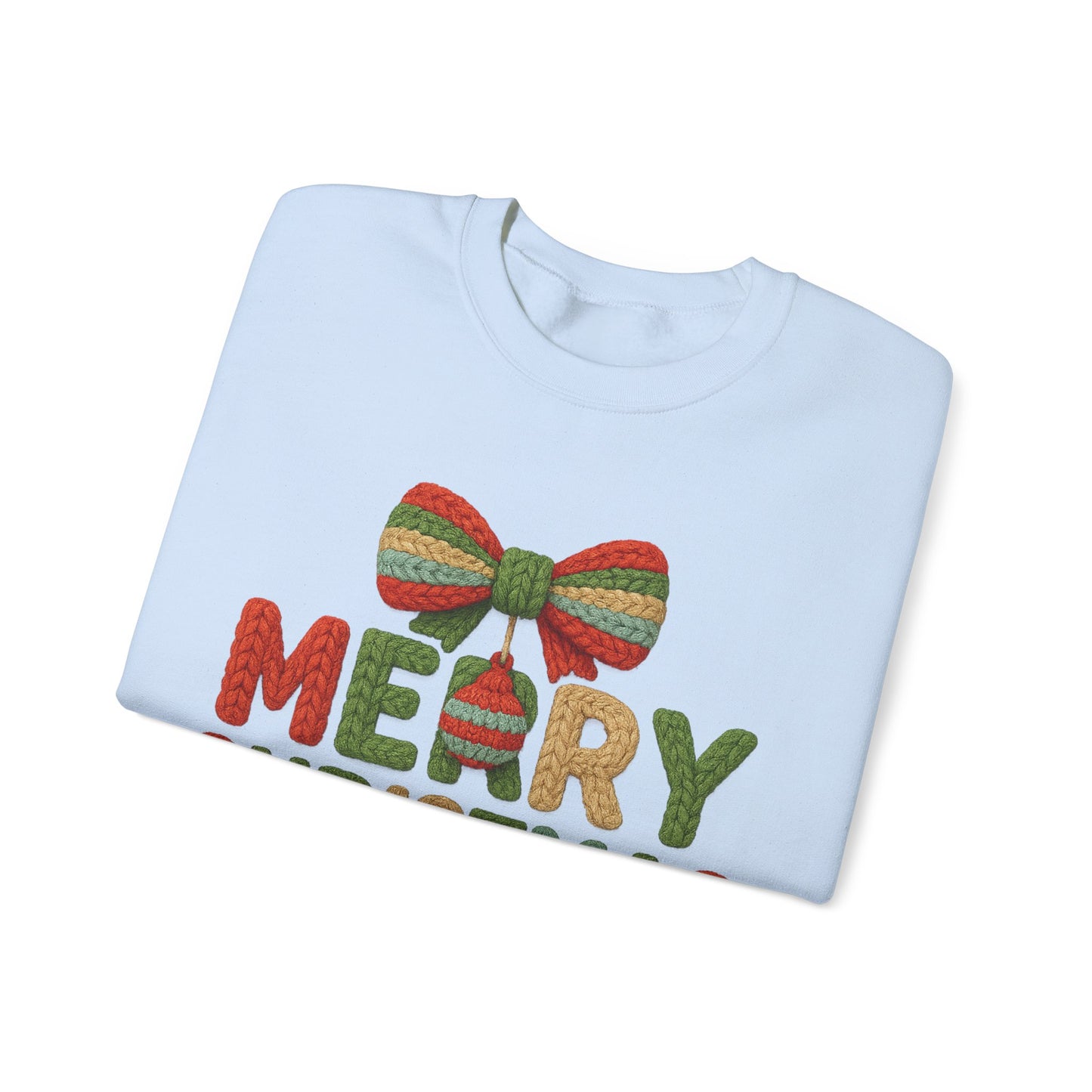 Faux Yarn Merry Christmas Unisex Heavy Blend™ Crewneck Sweatshirt