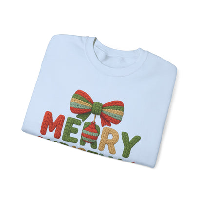 Faux Yarn Merry Christmas Unisex Heavy Blend™ Crewneck Sweatshirt