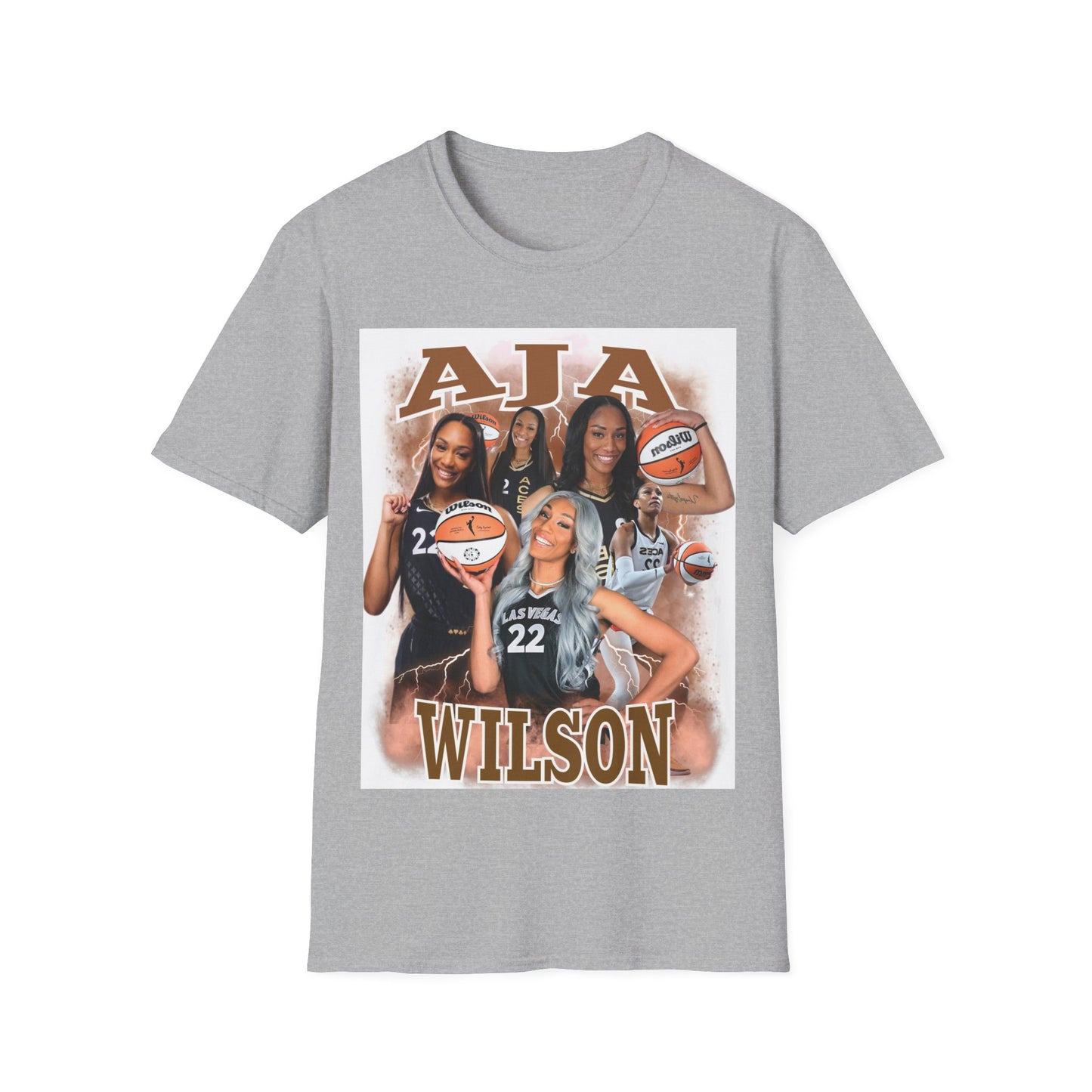 A Wilson basketball collage, white Unisex Softstyle T-Shirt