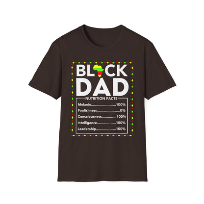 Black Dad Nutrition Facts Unisex T-Shirt | Gift for Father's Day, Black History Month, Dad's Birthday, Casual Wear, Fun Gift