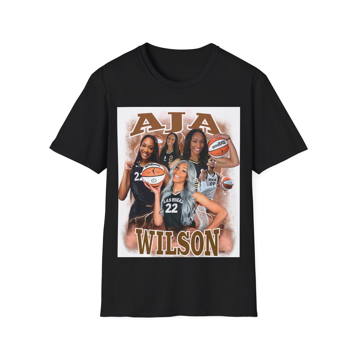 A Wilson basketball collage, white Unisex Softstyle T-Shirt