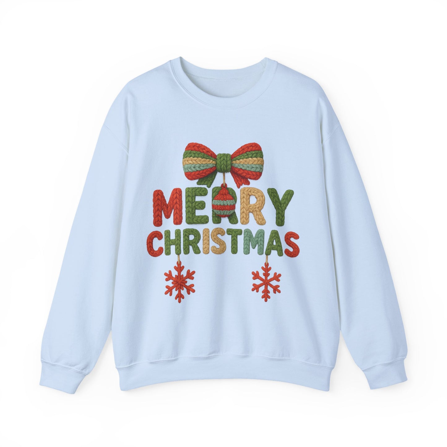 Faux Yarn Merry Christmas Unisex Heavy Blend™ Crewneck Sweatshirt