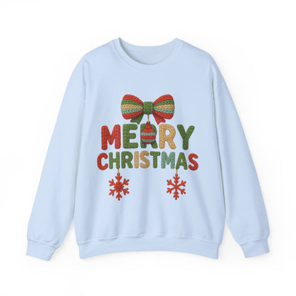 Faux Yarn Merry Christmas Unisex Heavy Blend™ Crewneck Sweatshirt