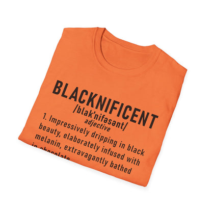 Blacknificent Unisex Softstyle T-Shirt | Inspirational Tee, Melanin Pride Shirt, Gift for Her/Him, Everyday Wear, Celebration Tee