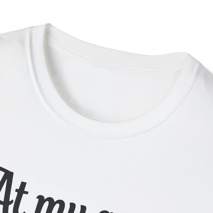 At my age I need glasses (black) Unisex Softstyle T-Shirt