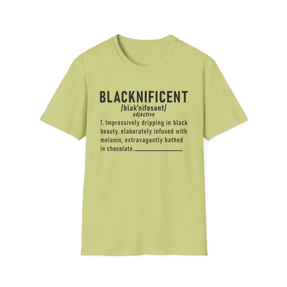 Blacknificent Unisex Softstyle T-Shirt | Inspirational Tee, Melanin Pride Shirt, Gift for Her/Him, Everyday Wear, Celebration Tee