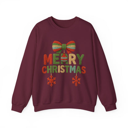 Faux Yarn Merry Christmas Unisex Heavy Blend™ Crewneck Sweatshirt