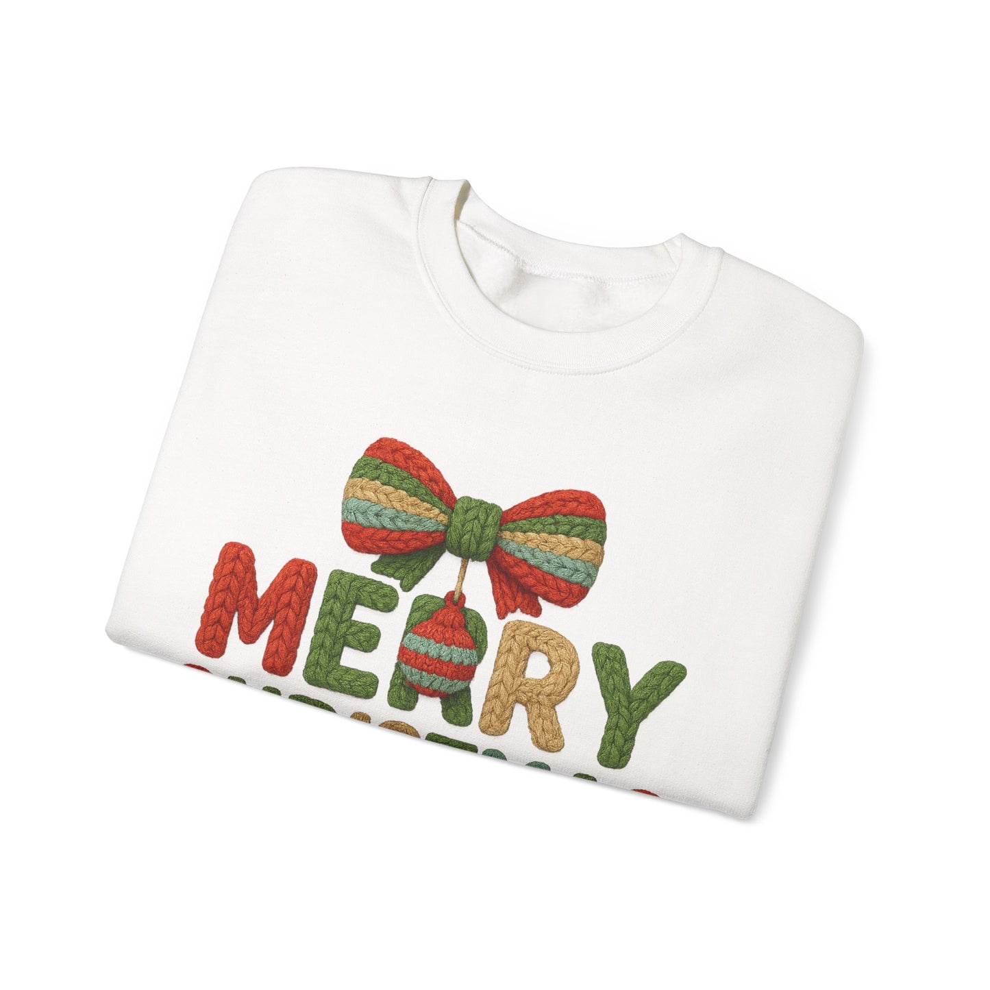 Faux Yarn Merry Christmas Unisex Heavy Blend™ Crewneck Sweatshirt