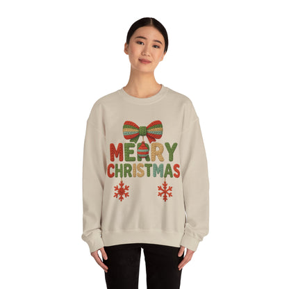 Faux Yarn Merry Christmas Unisex Heavy Blend™ Crewneck Sweatshirt