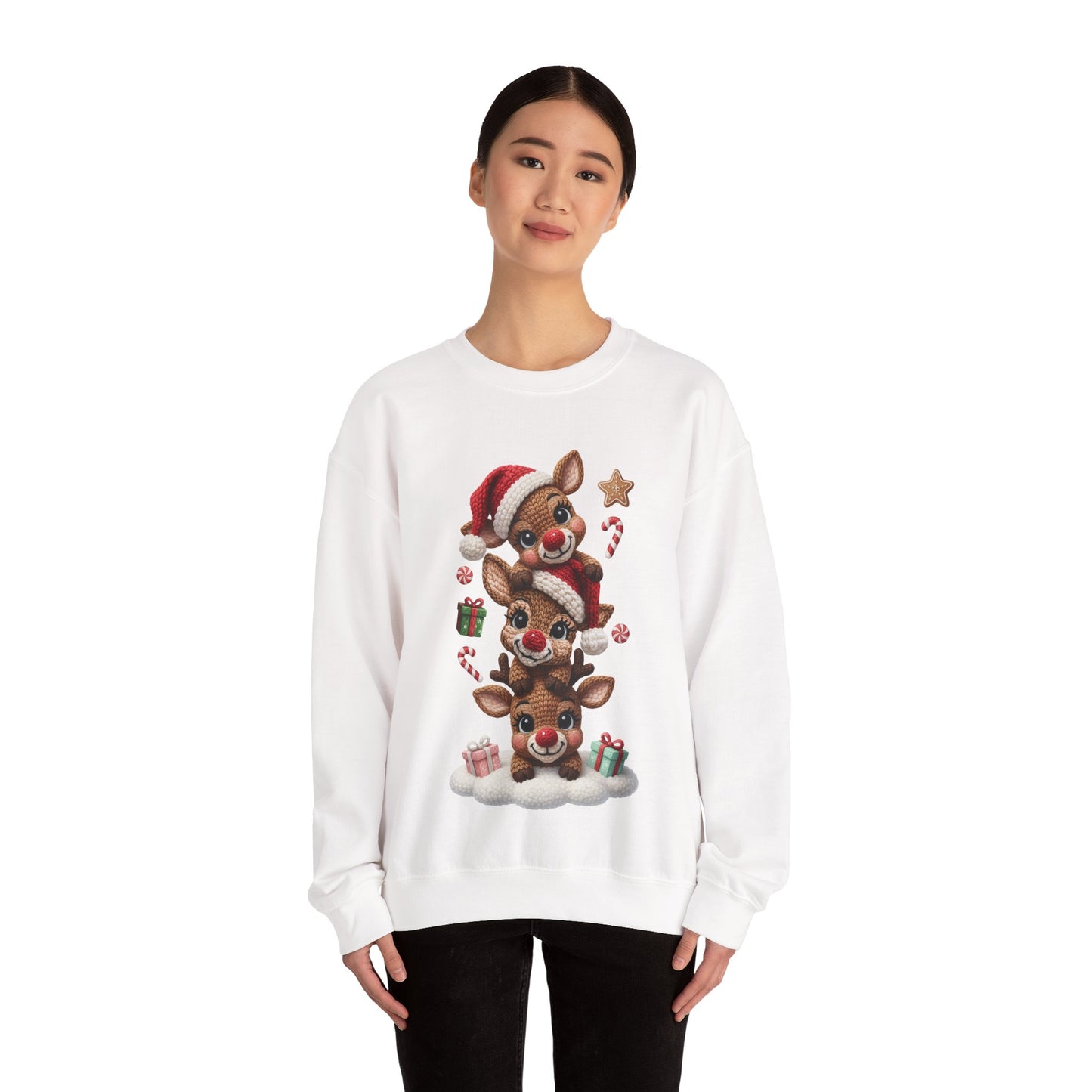 Cute Yarn Reindeer Unisex Heavy Blend™ Crewneck Sweatshirt