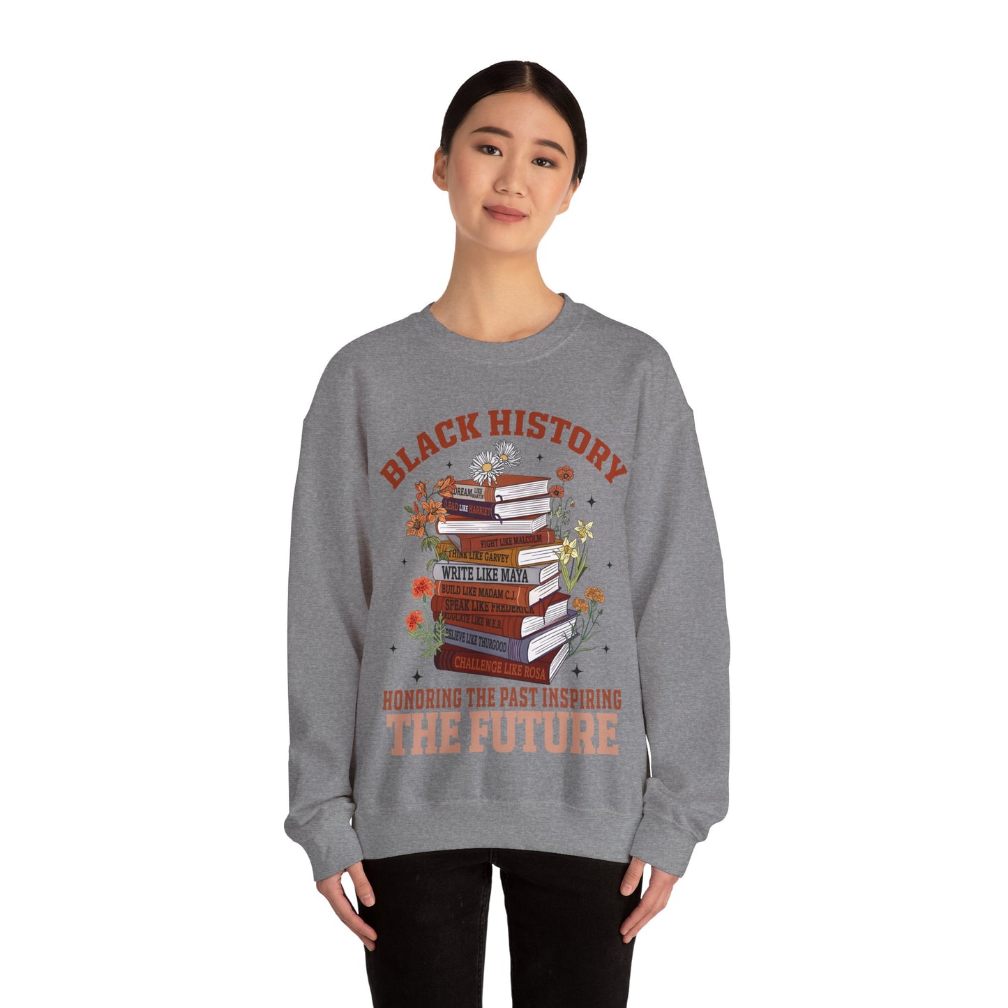 Black History book stacks 2 Unisex Heavy Blend™ Crewneck Sweatshirt