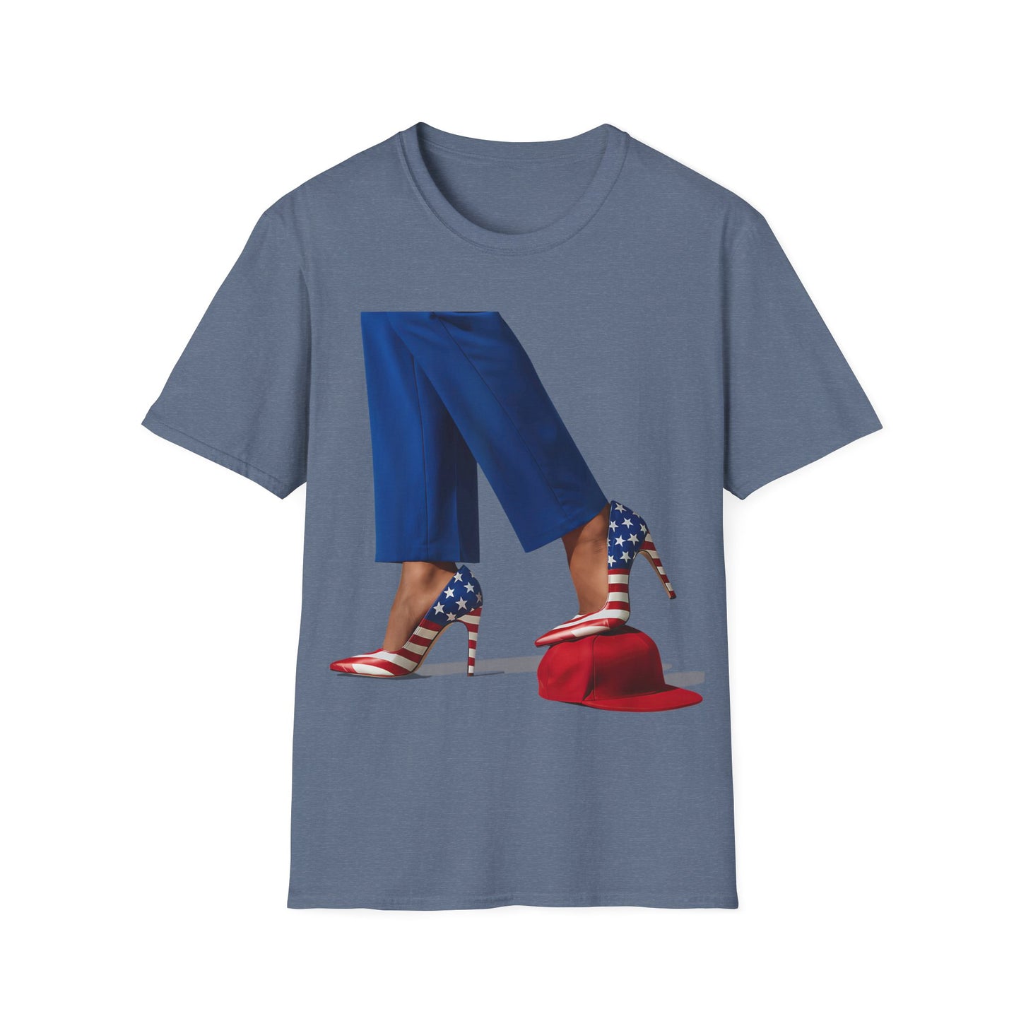 Kamala stepping on hat Unisex Softstyle T-Shirt