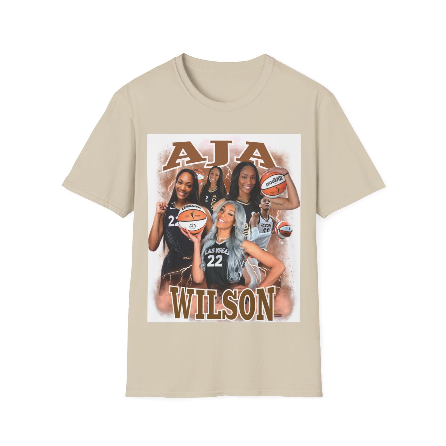 A Wilson basketball collage, white Unisex Softstyle T-Shirt