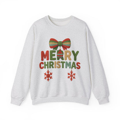 Faux Yarn Merry Christmas Unisex Heavy Blend™ Crewneck Sweatshirt