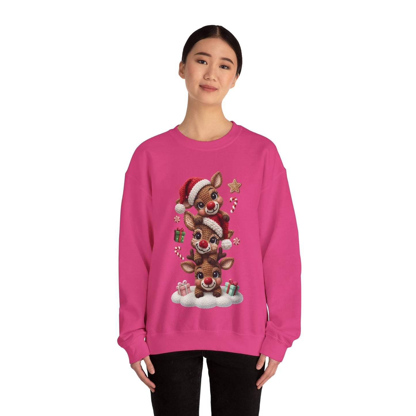 Cute Yarn Reindeer Unisex Heavy Blend™ Crewneck Sweatshirt