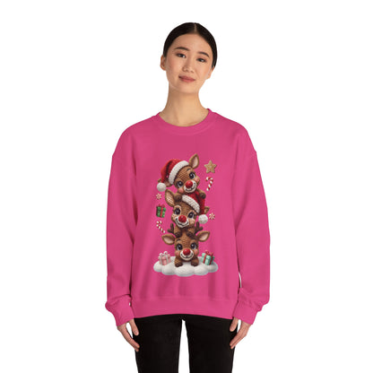 Cute Yarn Reindeer Unisex Heavy Blend™ Crewneck Sweatshirt