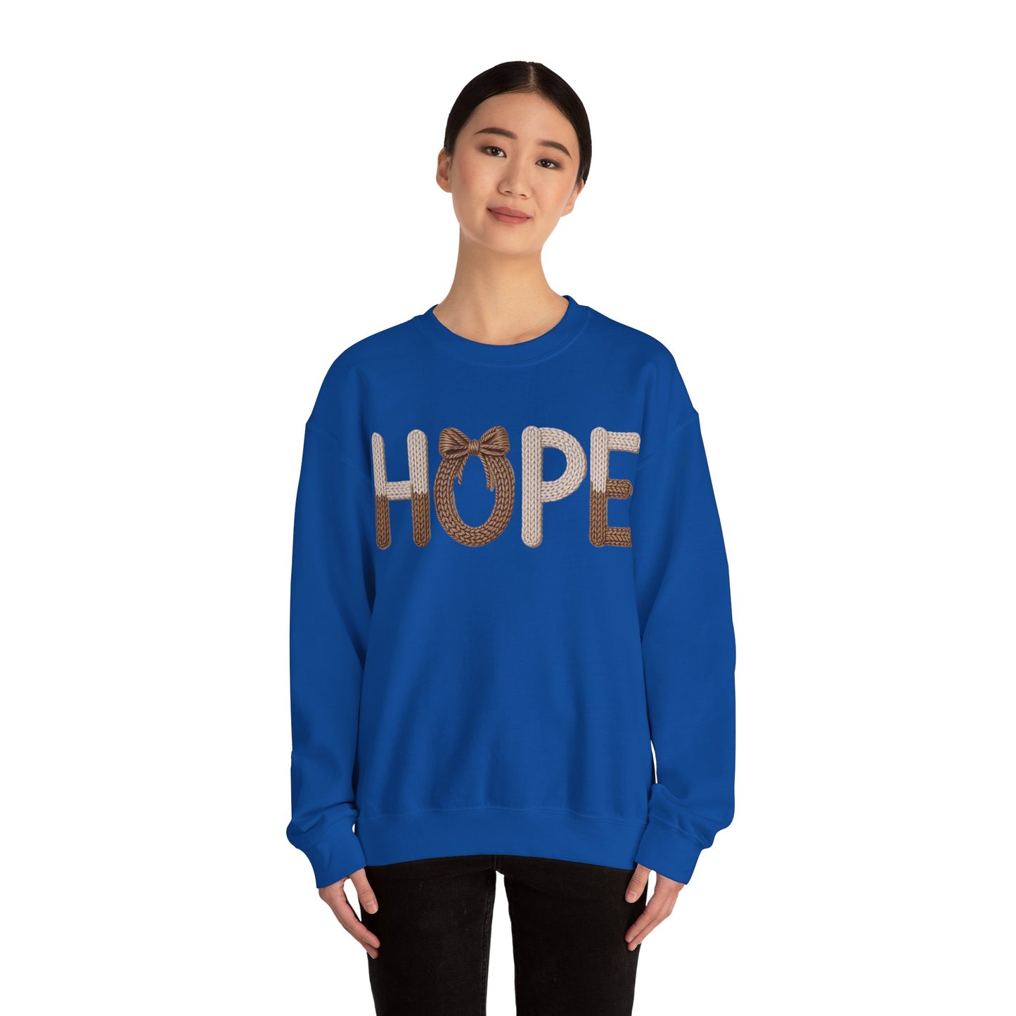 Hope Faux Yarn Unisex Heavy Blend™ Crewneck Sweatshirt
