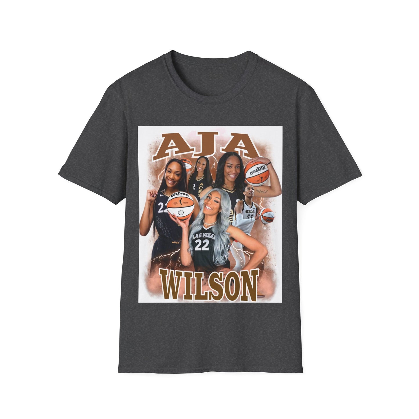 A Wilson basketball collage, white Unisex Softstyle T-Shirt