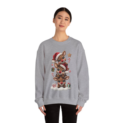 Cute Yarn Reindeer Unisex Heavy Blend™ Crewneck Sweatshirt