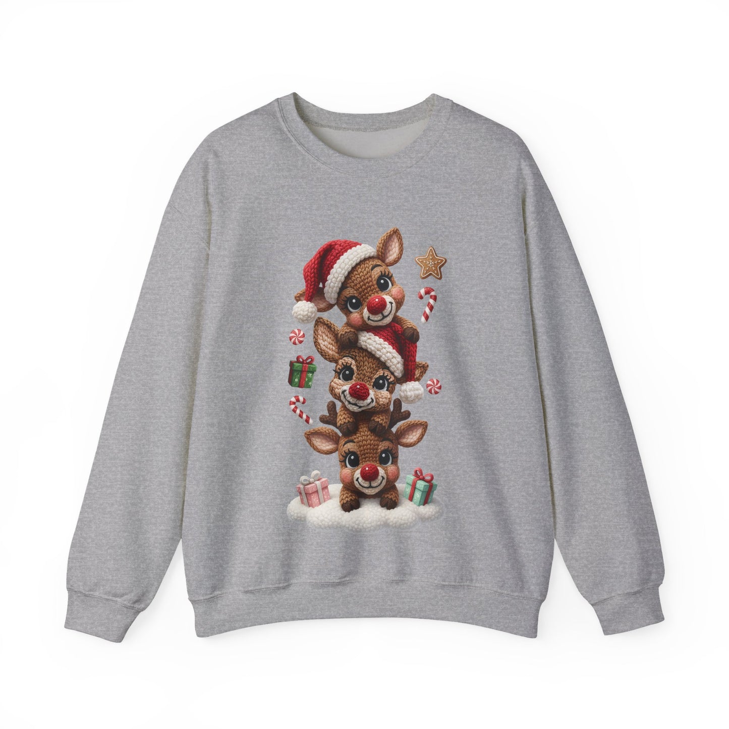 Cute Yarn Reindeer Unisex Heavy Blend™ Crewneck Sweatshirt