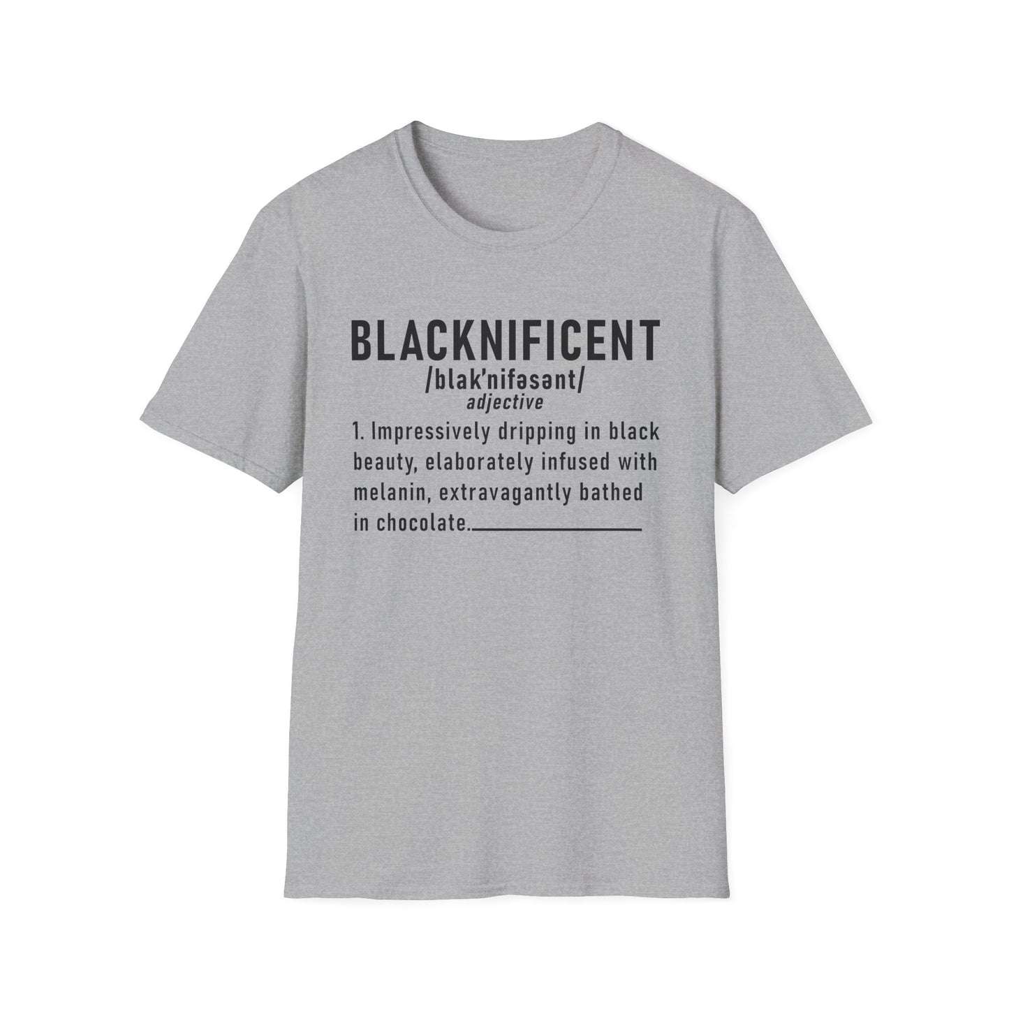 Blacknificent Unisex Softstyle T-Shirt | Inspirational Tee, Melanin Pride Shirt, Gift for Her/Him, Everyday Wear, Celebration Tee
