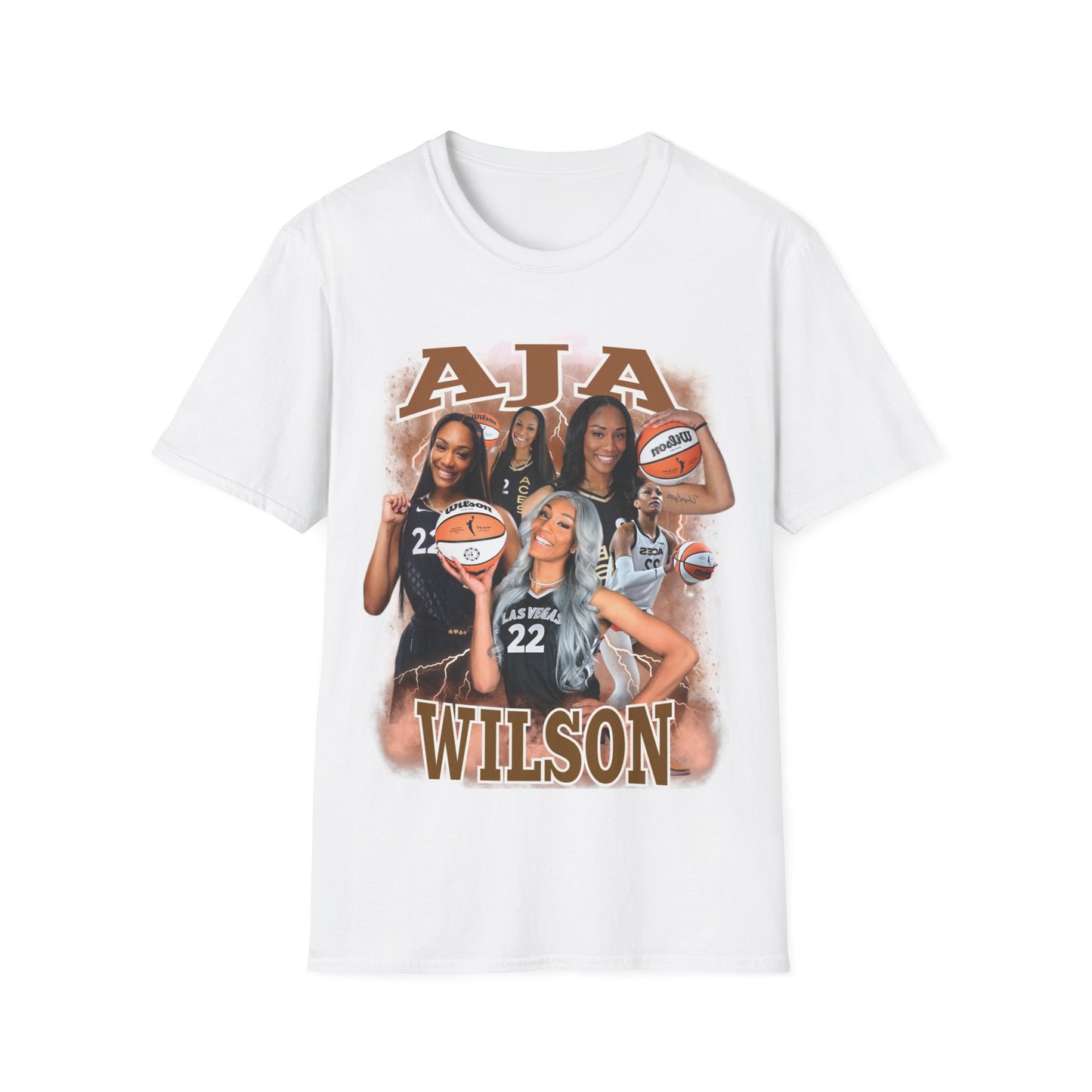 A Wilson basketball collage, white Unisex Softstyle T-Shirt