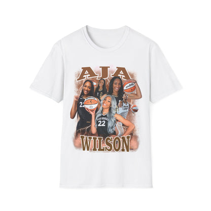 A Wilson basketball collage, white Unisex Softstyle T-Shirt