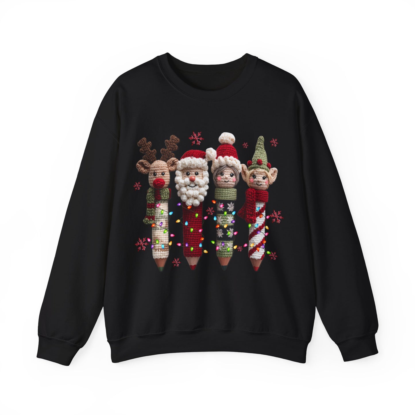 Knitted Teacher Christmas Pencil Unisex Heavy Blend™ Crewneck Sweatshirt