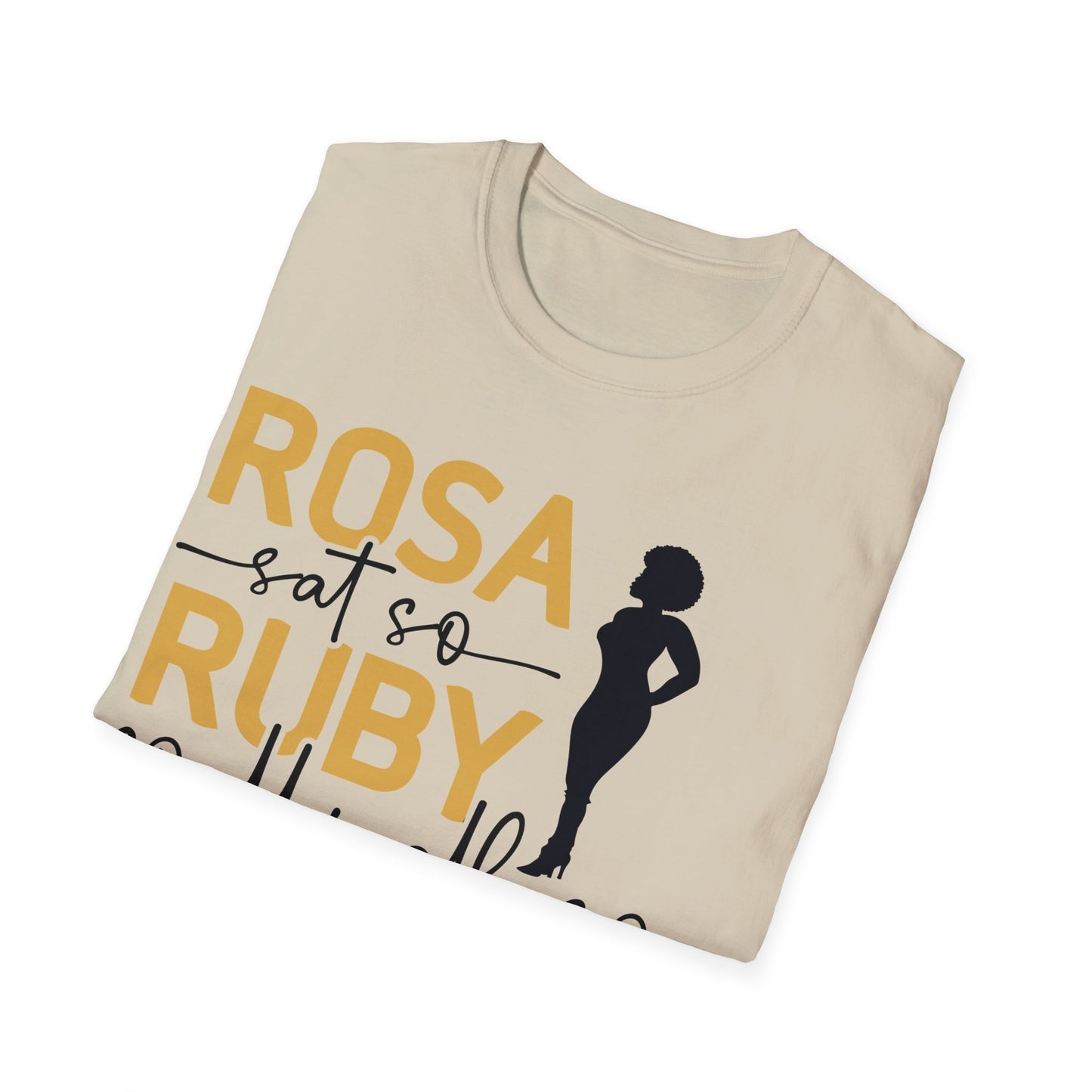 Rosa sat so Ruby could walk..Unisex Softstyle T-Shirt