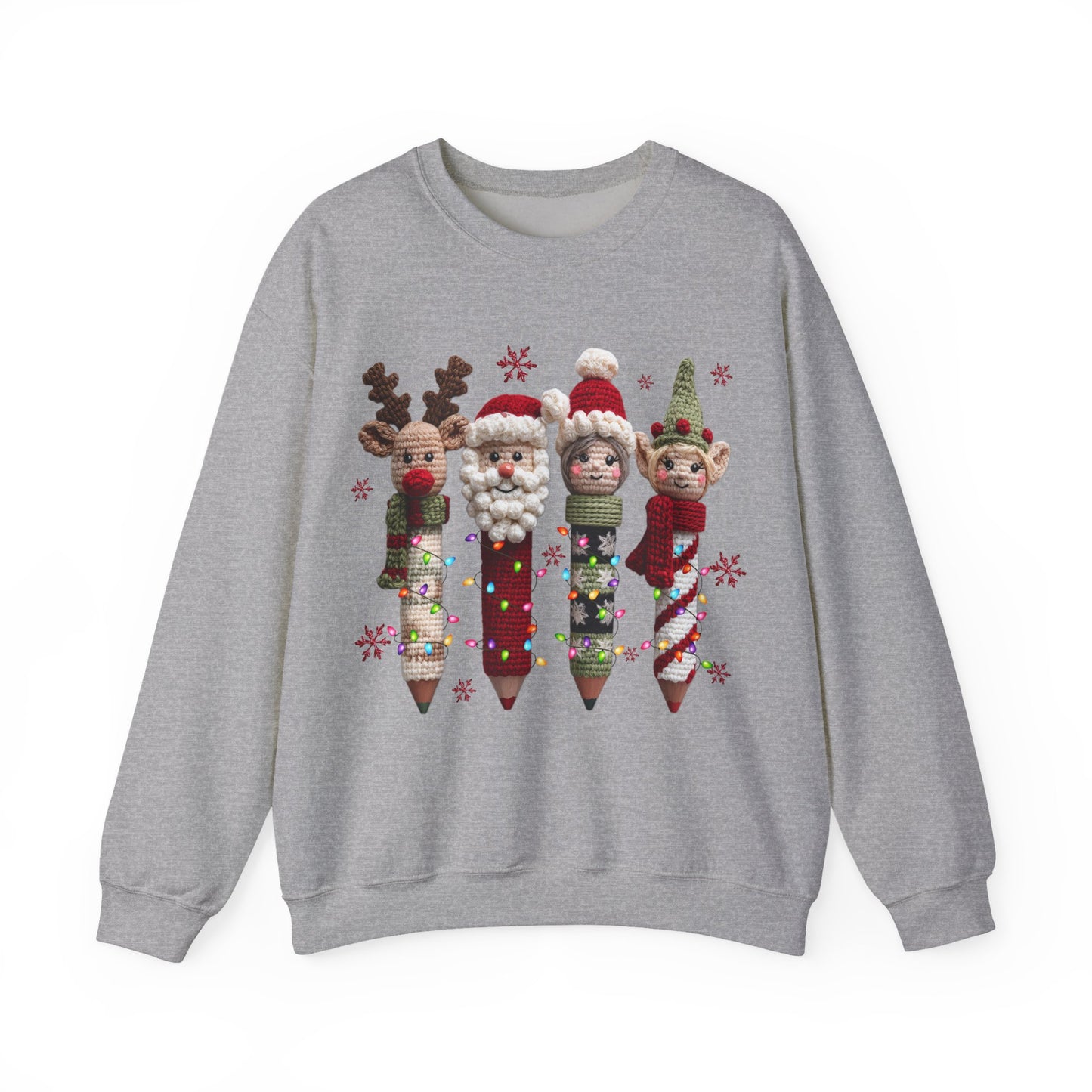 Knitted Teacher Christmas Pencil Unisex Heavy Blend™ Crewneck Sweatshirt