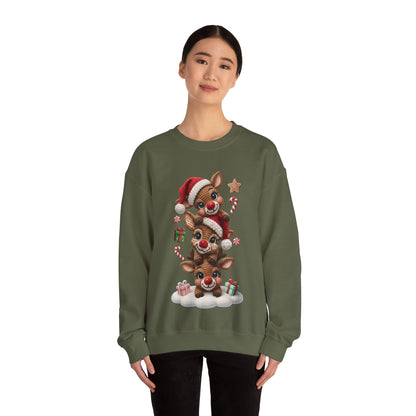 Cute Yarn Reindeer Unisex Heavy Blend™ Crewneck Sweatshirt