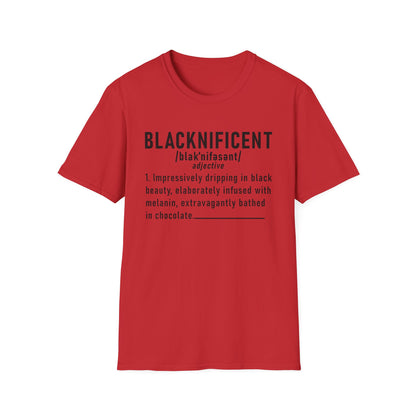 Blacknificent Unisex Softstyle T-Shirt | Inspirational Tee, Melanin Pride Shirt, Gift for Her/Him, Everyday Wear, Celebration Tee