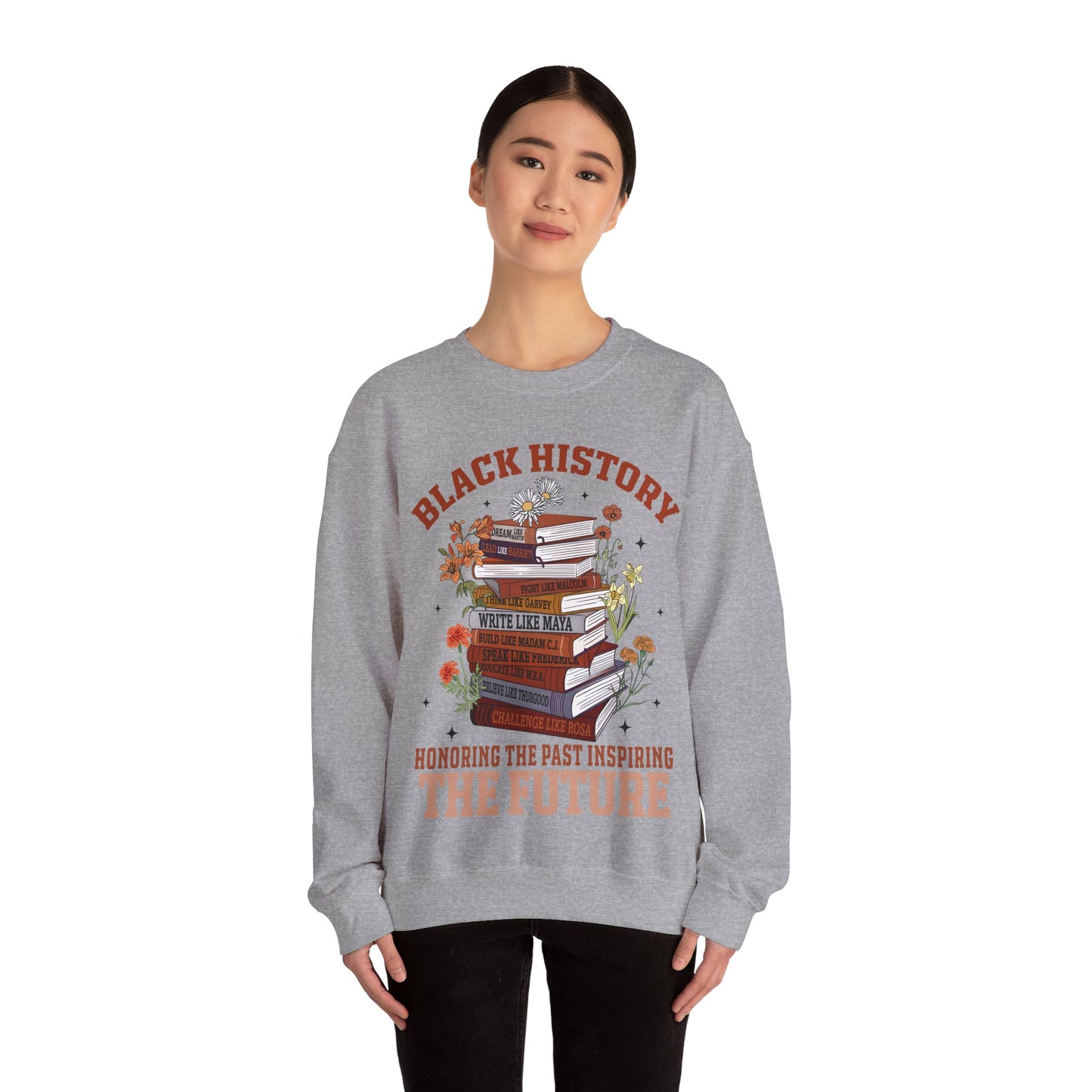 Black History book stacks 2 Unisex Heavy Blend™ Crewneck Sweatshirt