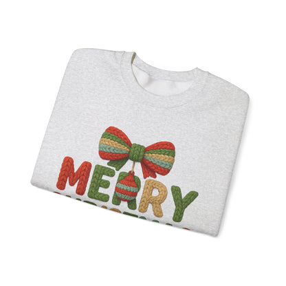 Faux Yarn Merry Christmas Unisex Heavy Blend™ Crewneck Sweatshirt